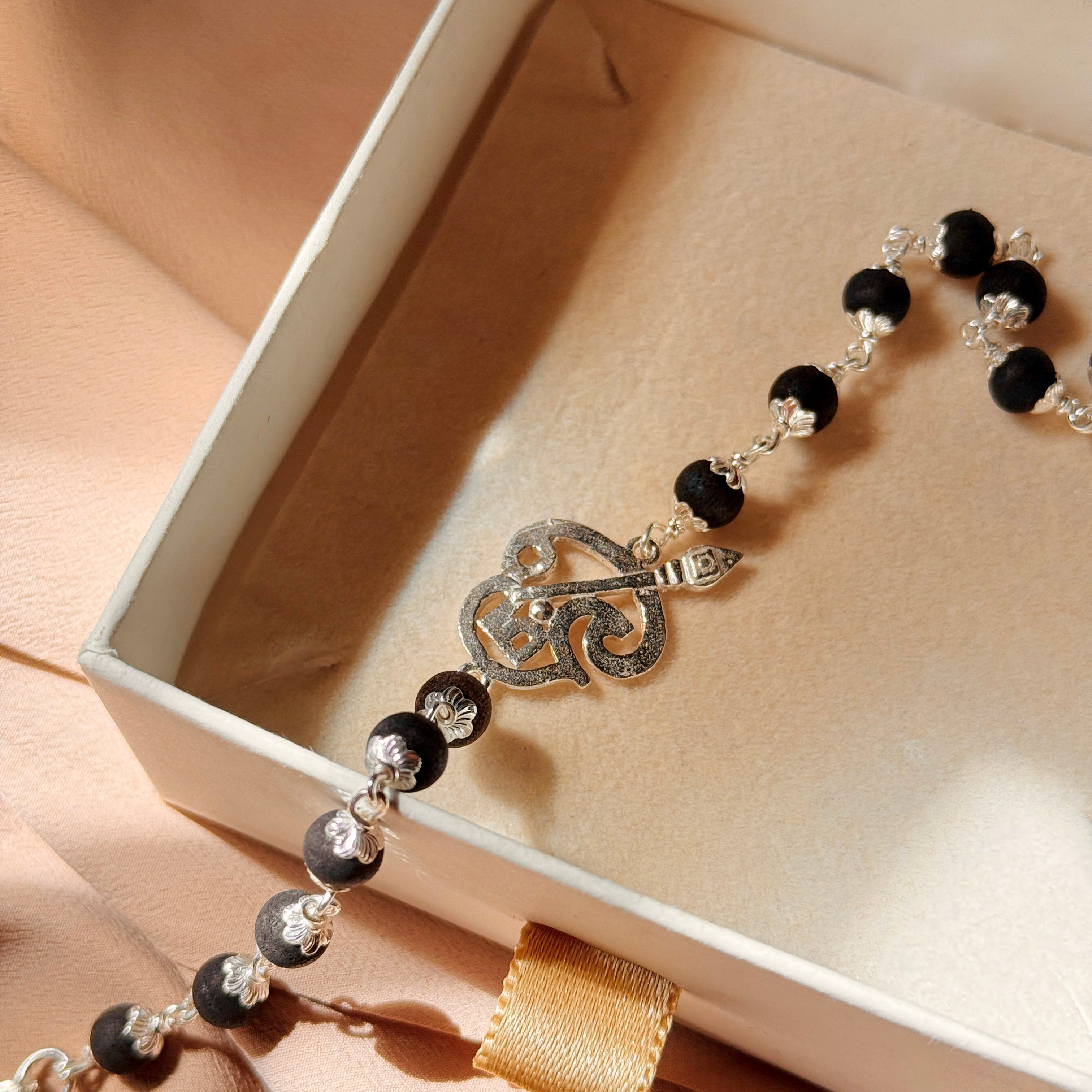 Pure Silver Karungali Bracelet: Vel Edition