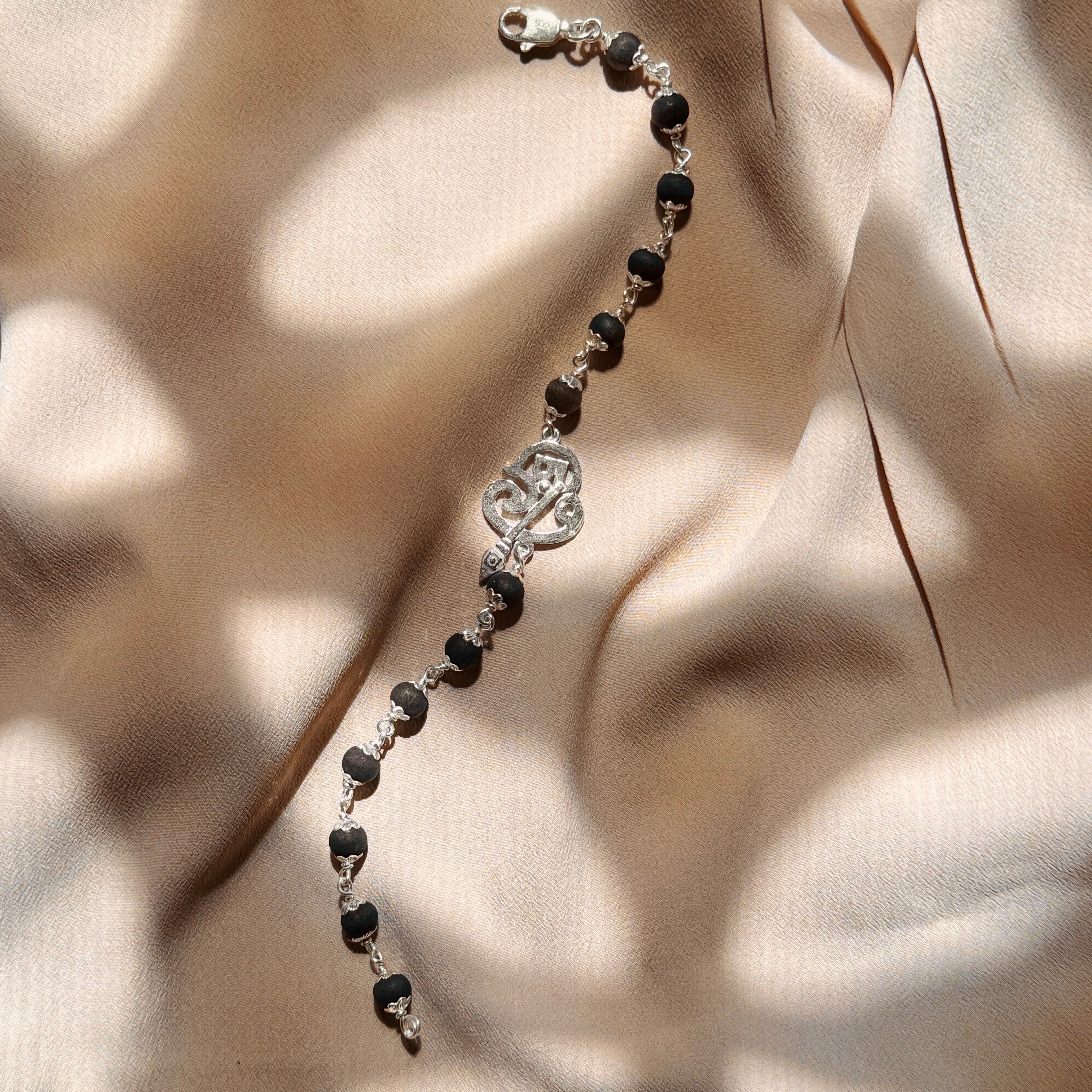 Pure Silver Karungali Bracelet: Vel Edition