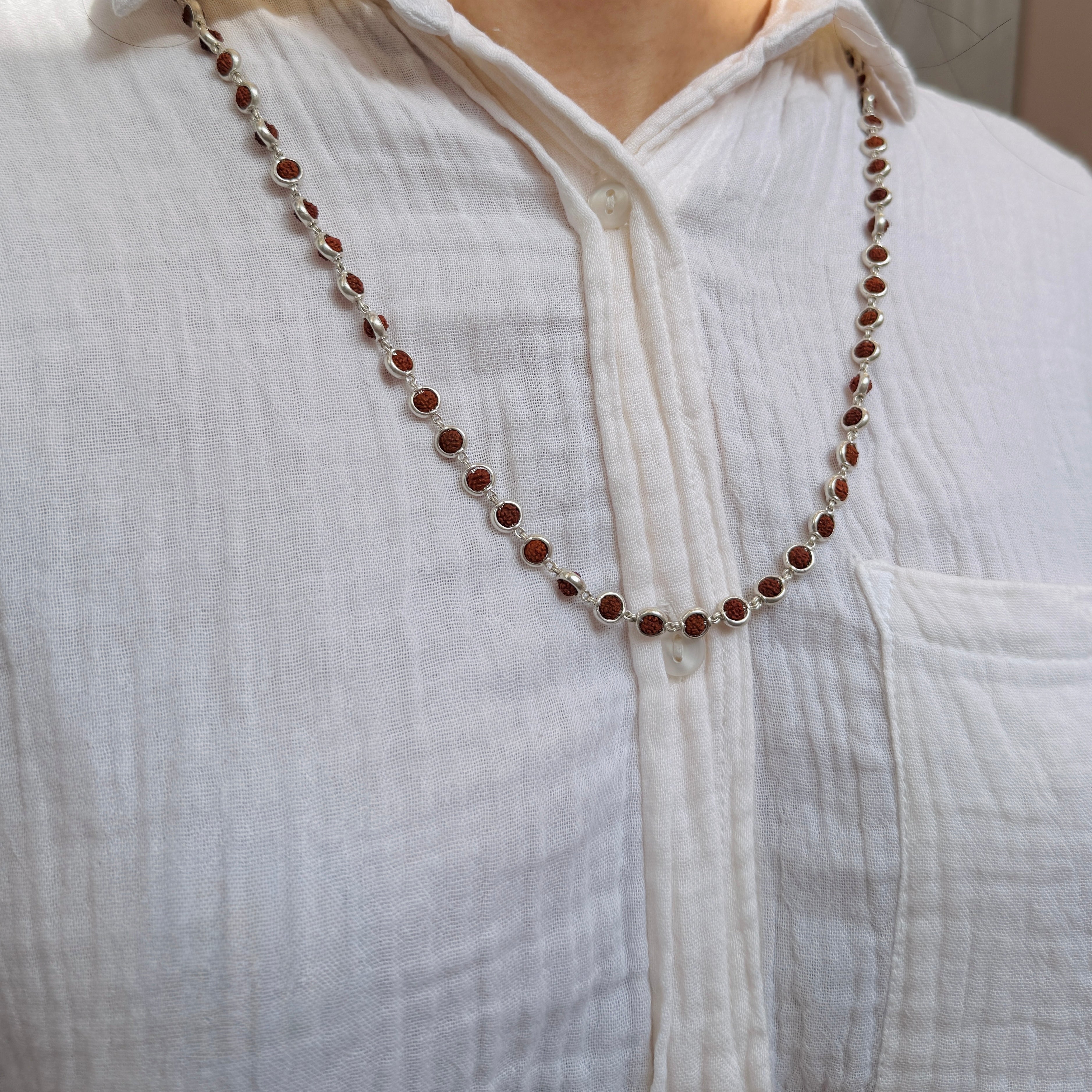 Pure Silver Rudraksha Chain : Nepal Edition