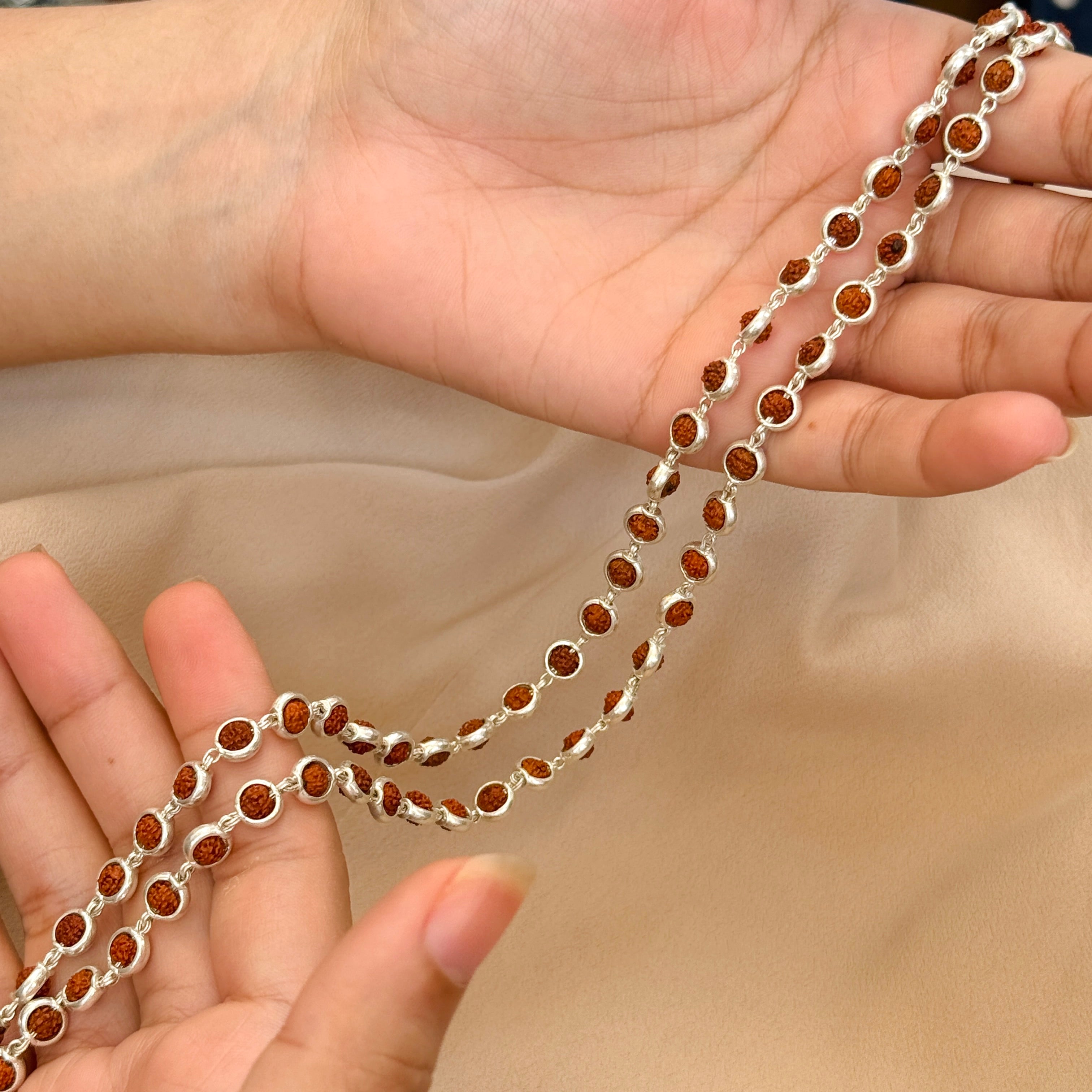 Pure Silver Rudraksha Chain : Nepal Edition