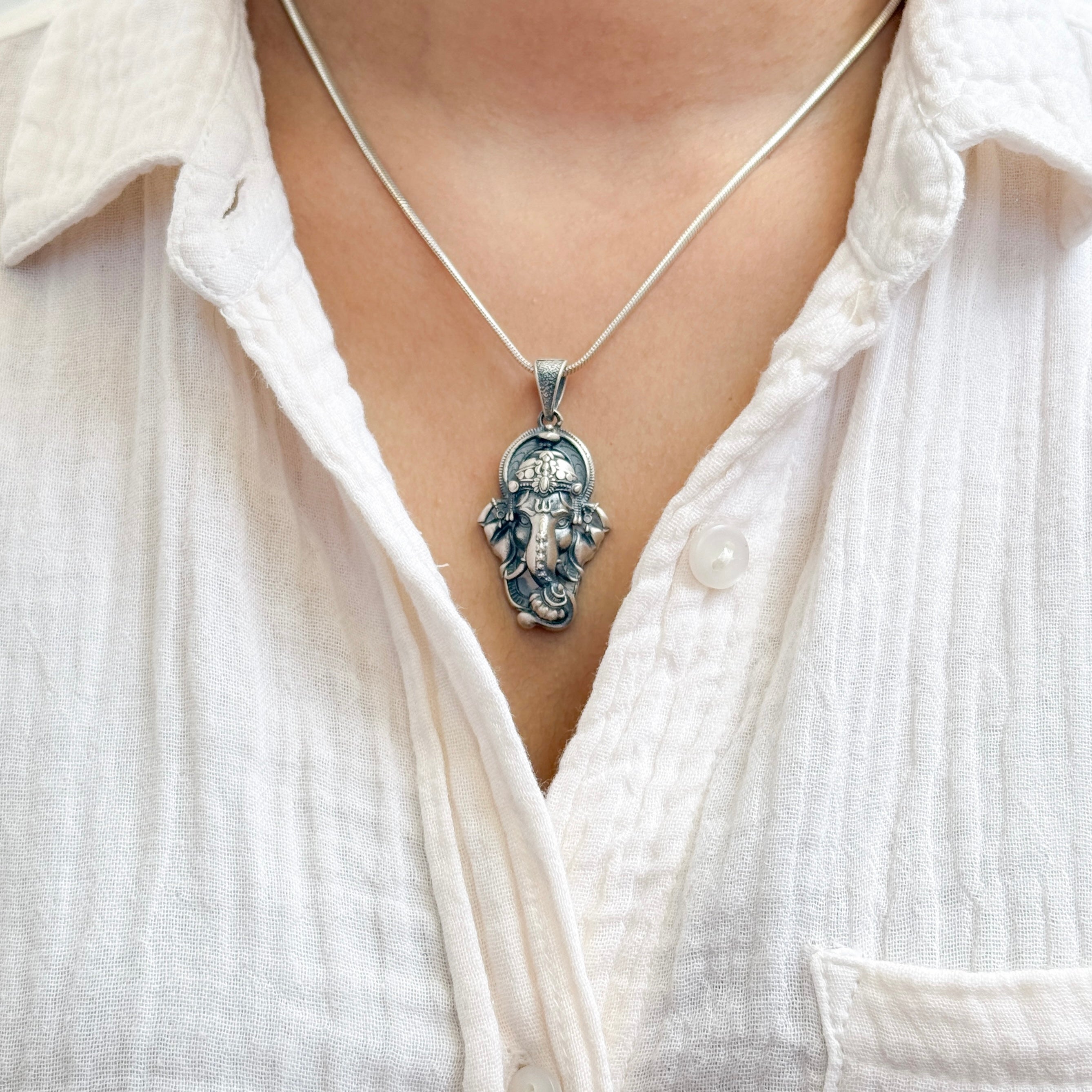 Ganesha Pure Silver Pendant: Siddhivinayaka Edition