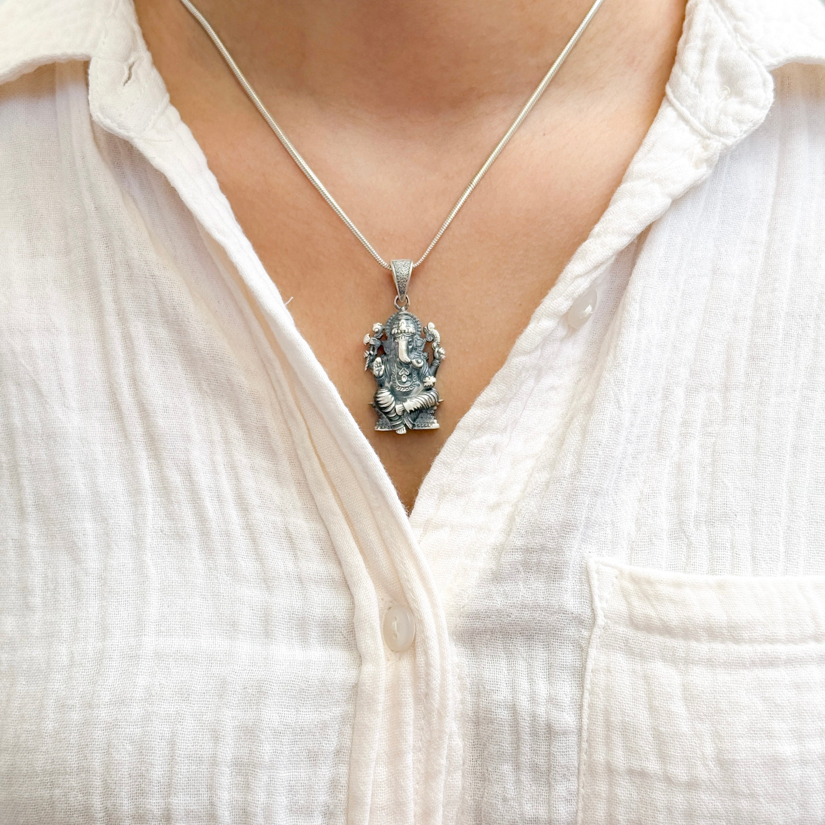 Ganesha Pure Silver Pendant: Gajanan Edition