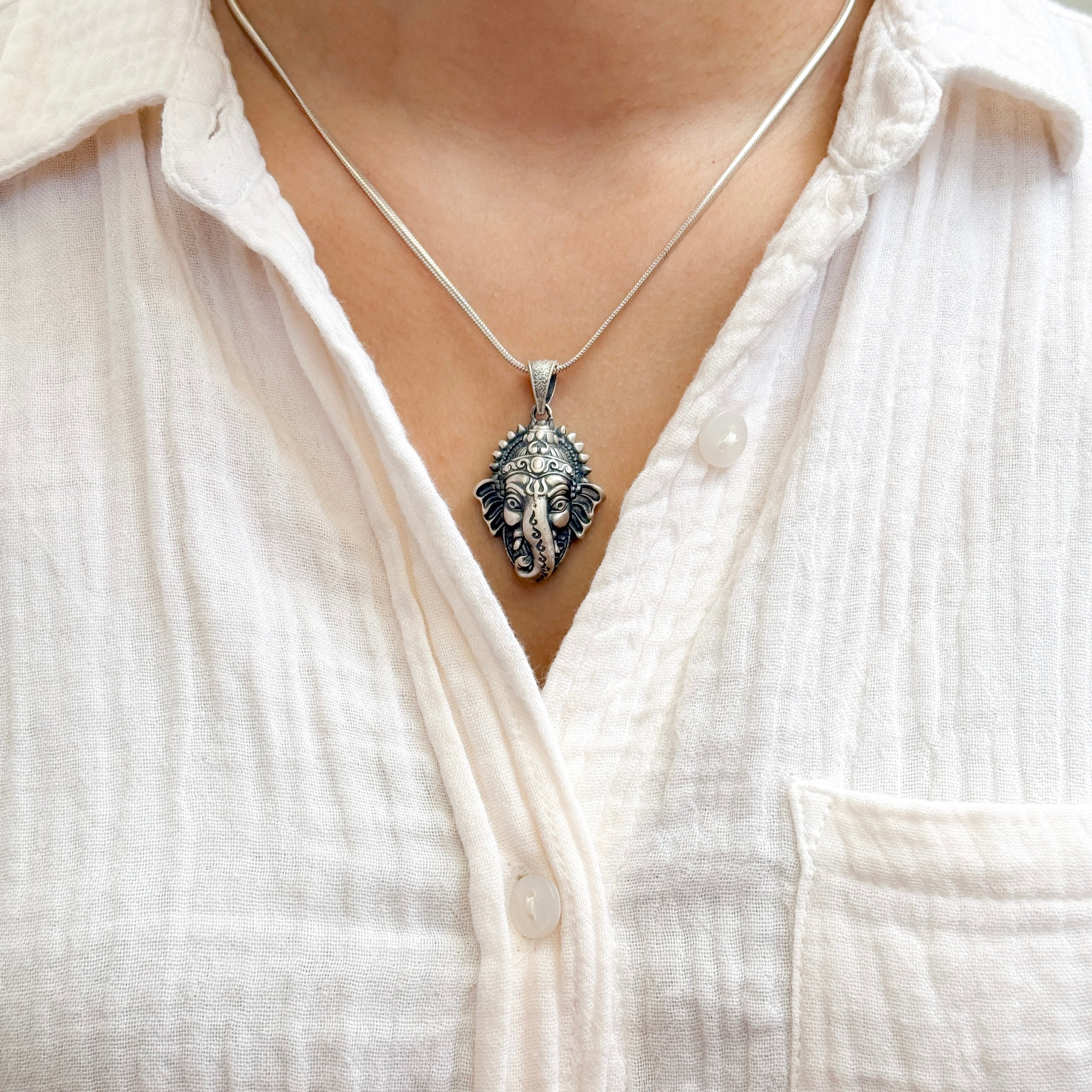 Ganesha Pure Silver Pendant: Swarupa Edition