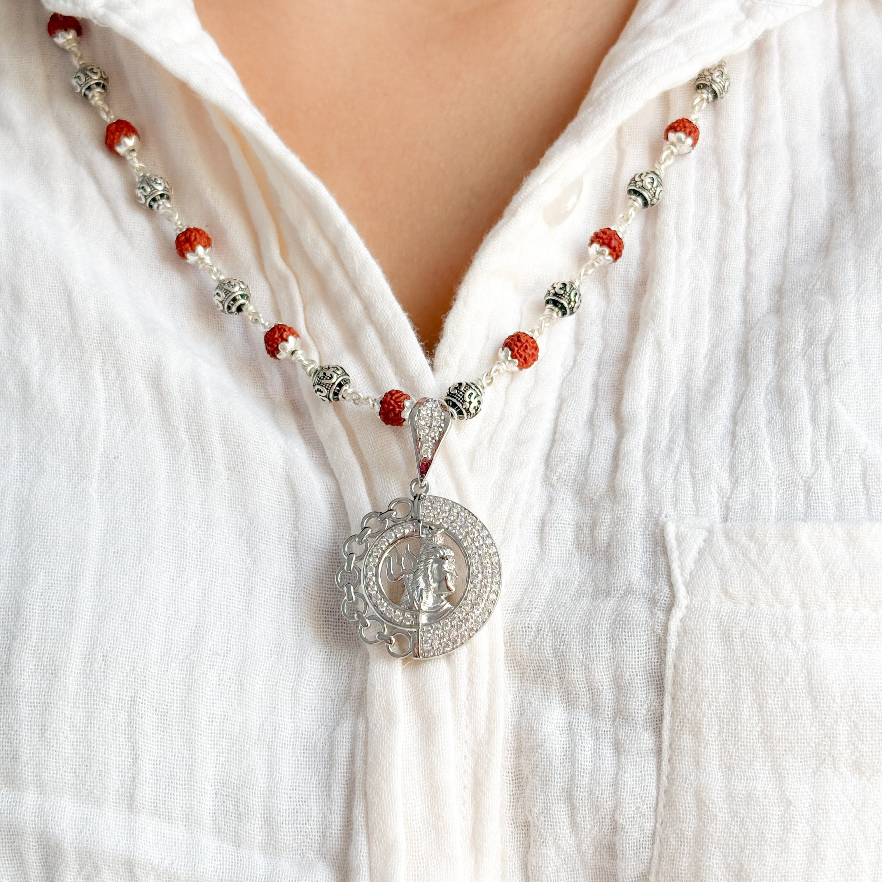 Bhola silver pendant with Rudraksha chain 