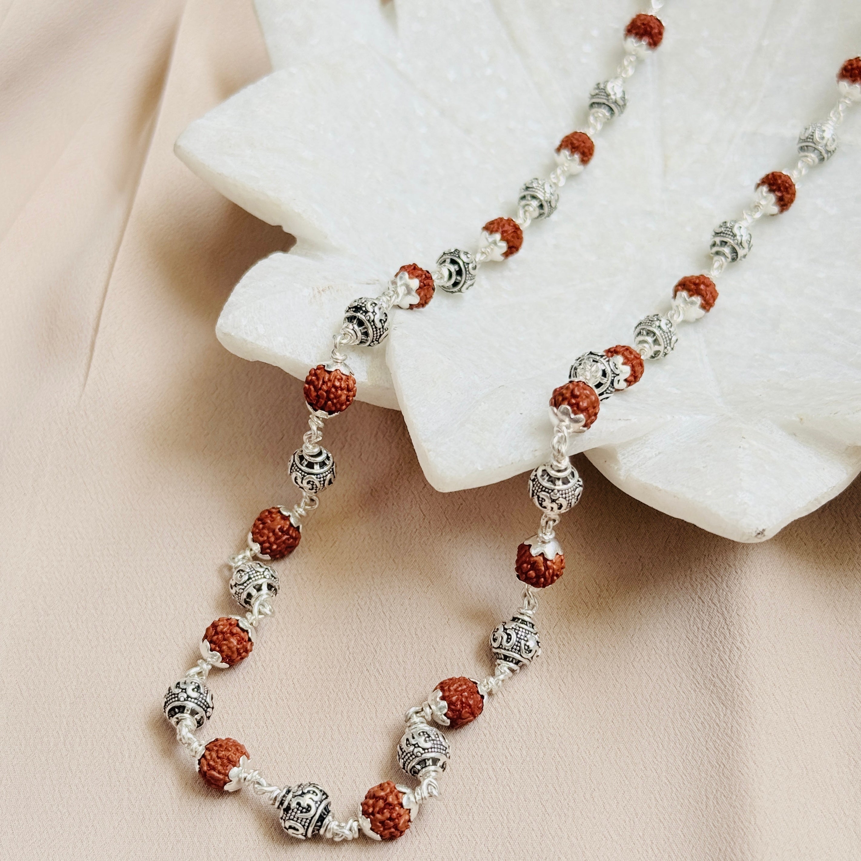 Pure Silver Rudraksha Chain : Omkar Edition