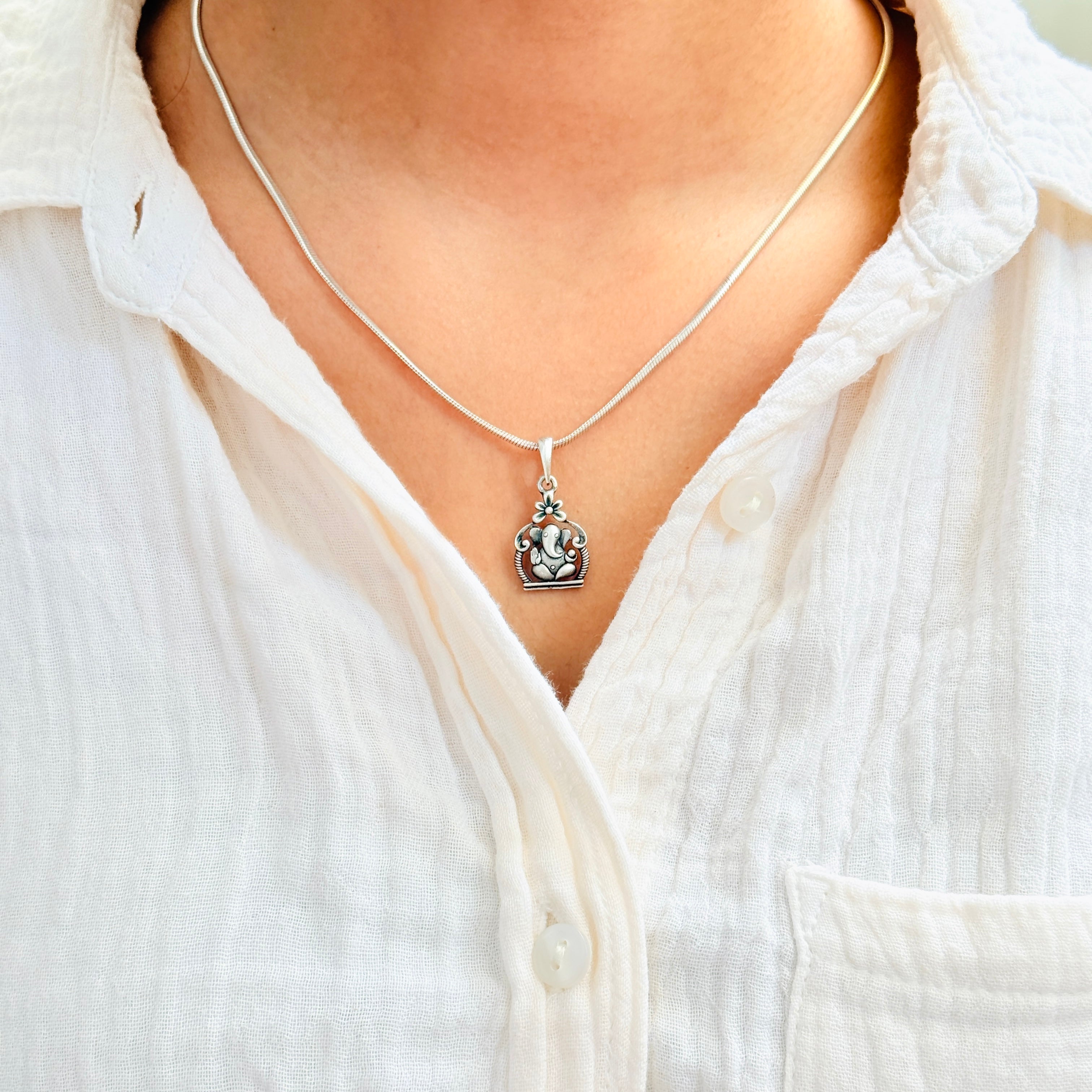 Ganesha Pure Silver Pendant: Vakratunda Edition