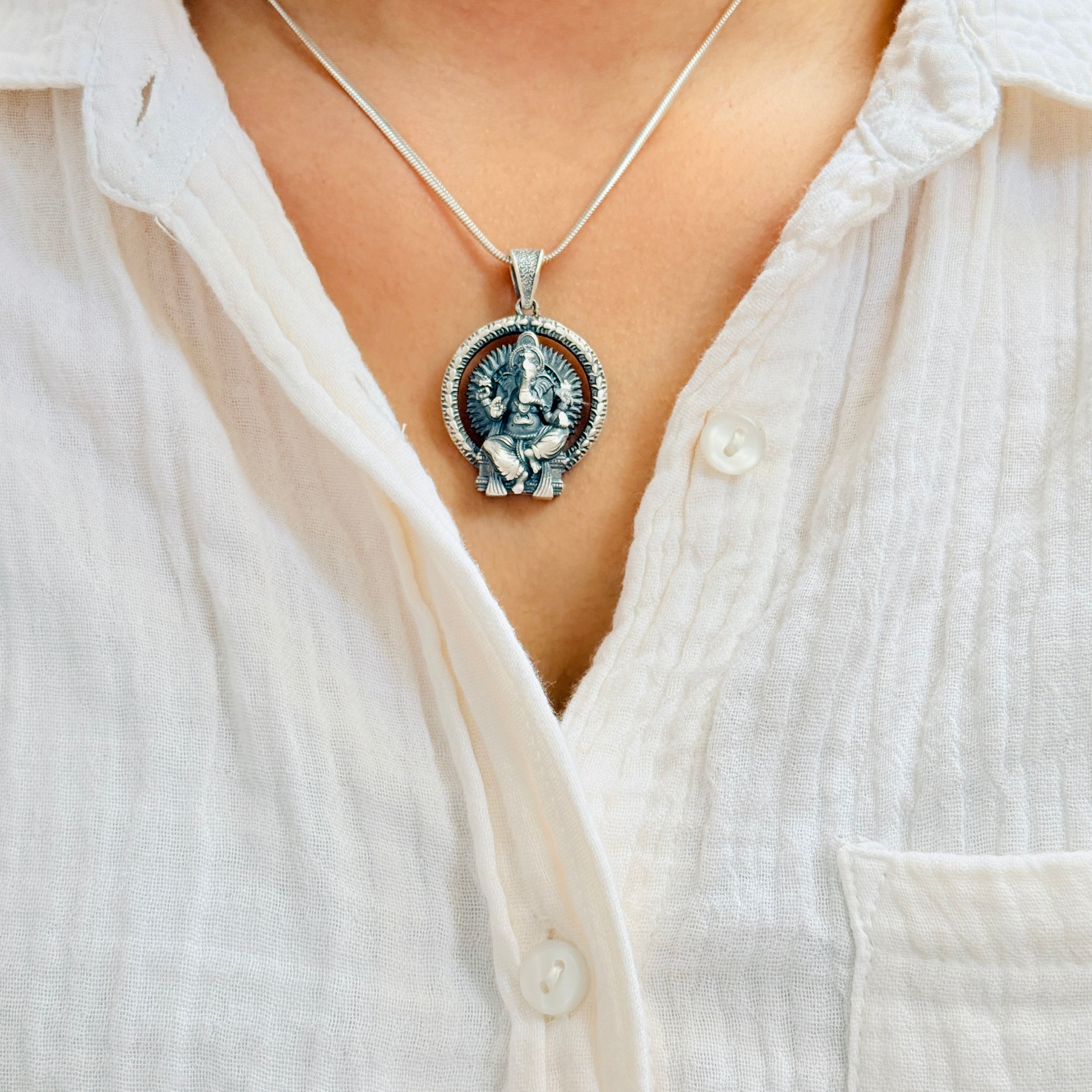 Ganesha Pure Silver Pendant: Mangalamurti Edition