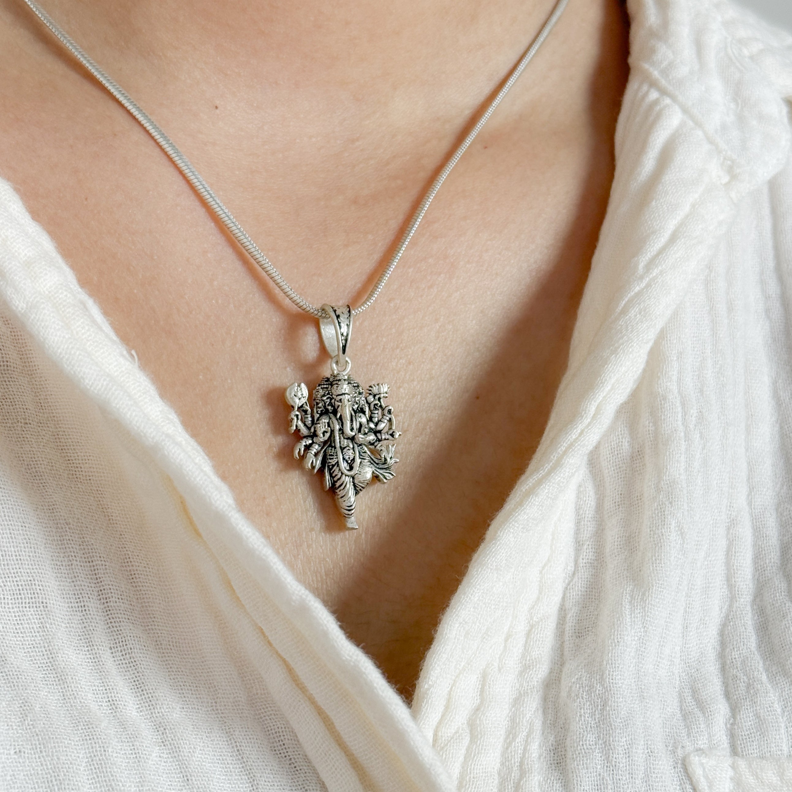 Ganesha Pure Silver Pendant: Maha Ganapathi Edition