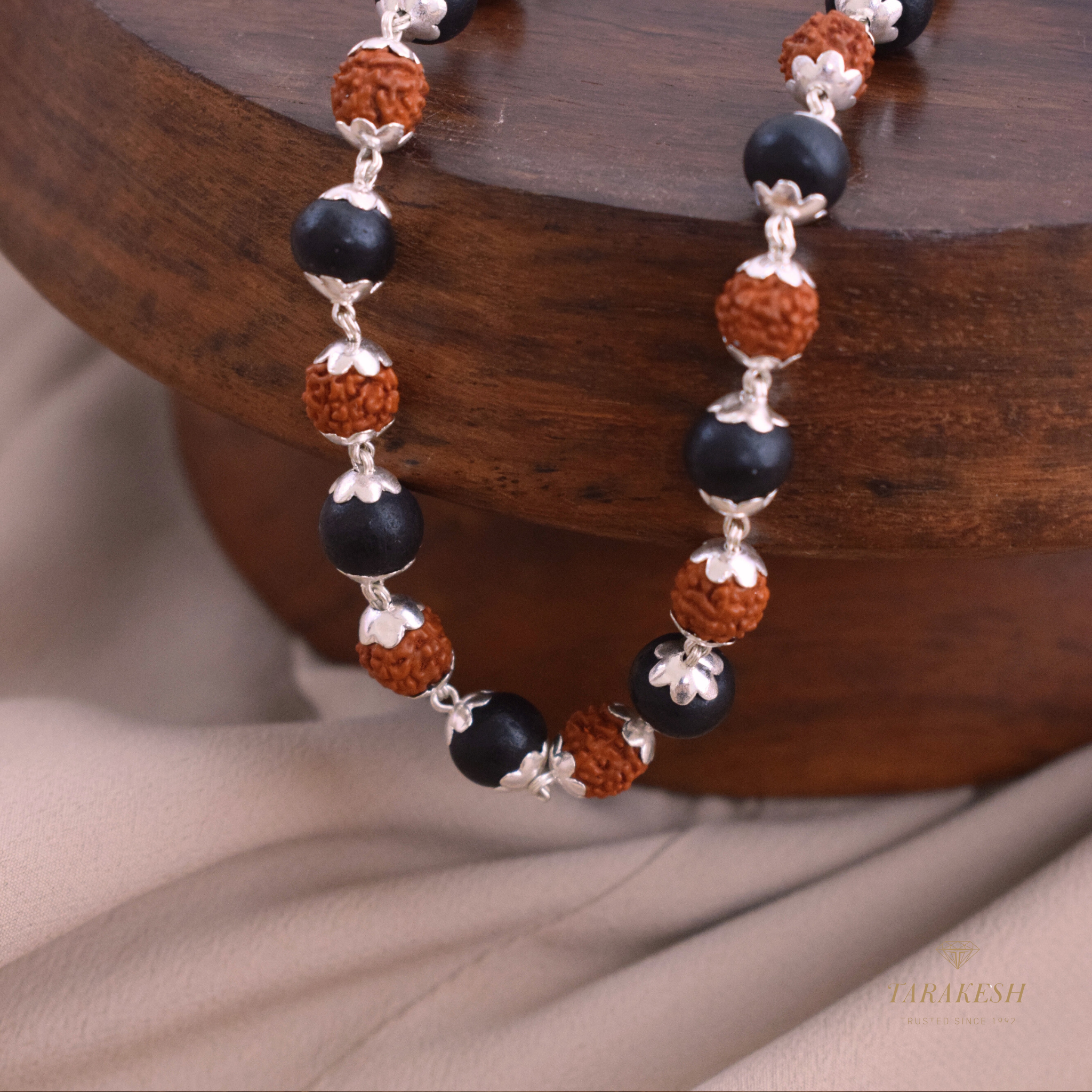 Rudraksha Karungali Pure Silver Chain