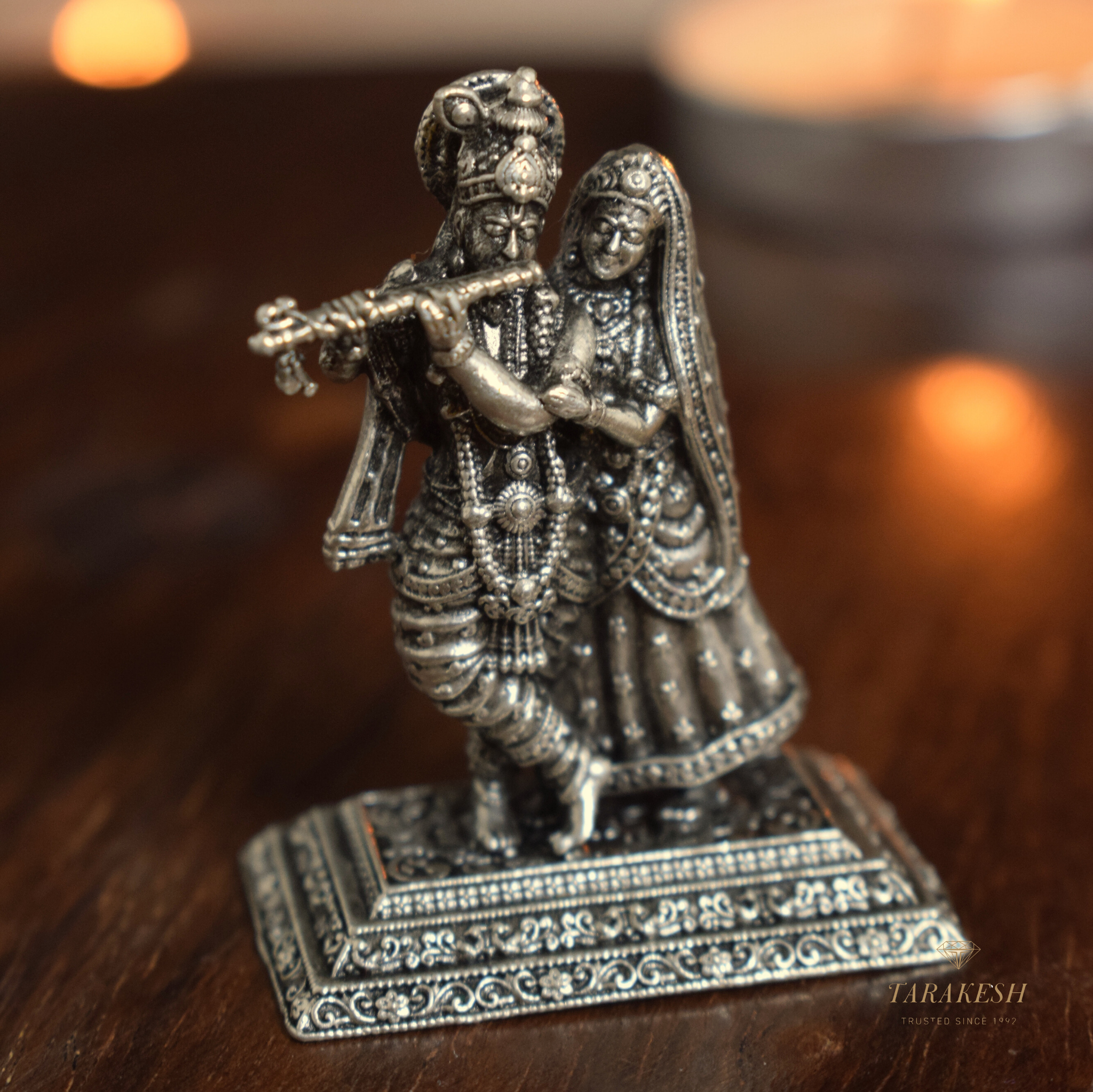 Radhe Krishna Pure Silver Idol: Vrindavan Edition