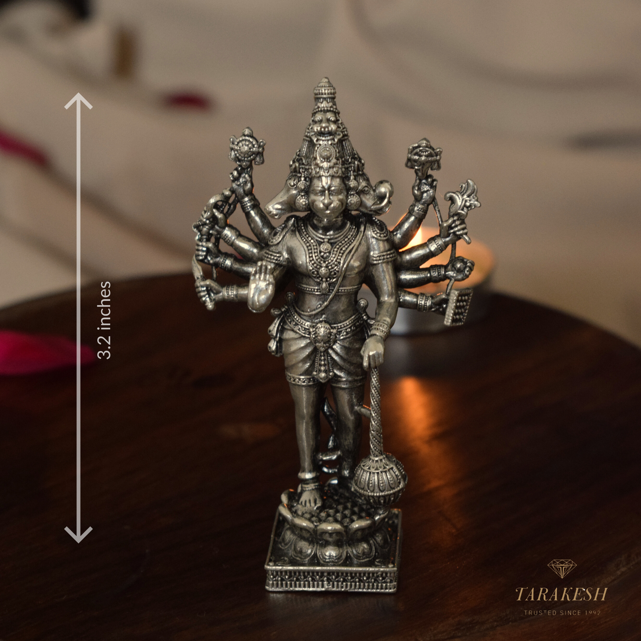 Hanuman Pure Silver Idol: Panch Mukhi Edition