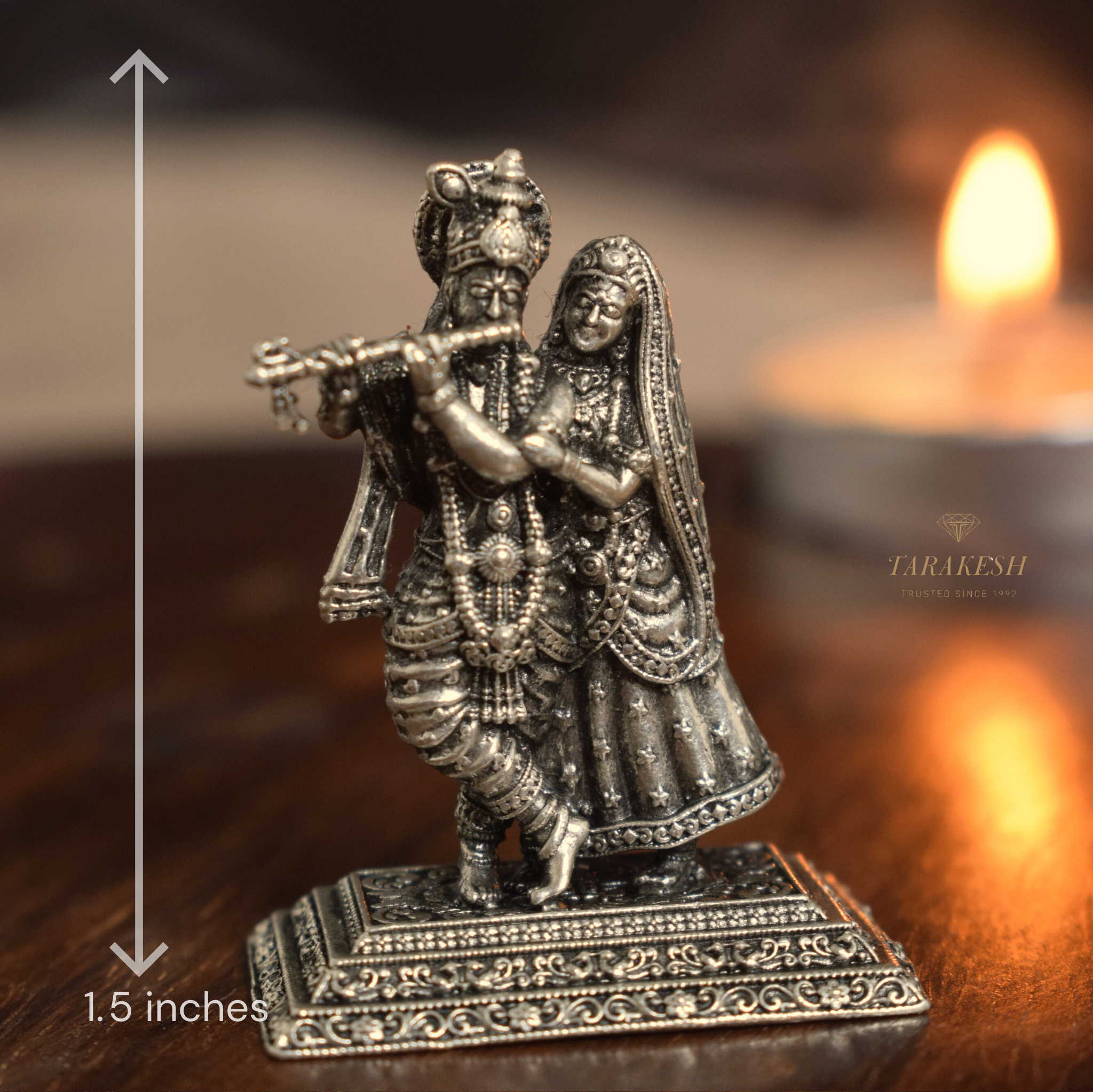 Radhe Krishna Pure Silver Idol: Vrindavan Edition