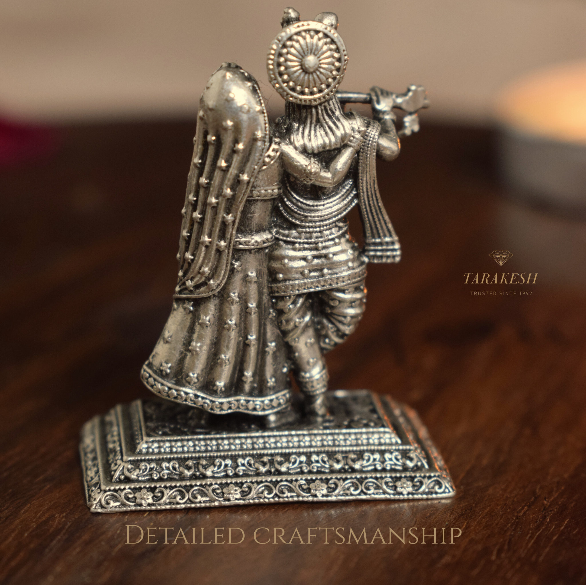 Radhe Krishna Pure Silver Idol: Vrindavan Edition