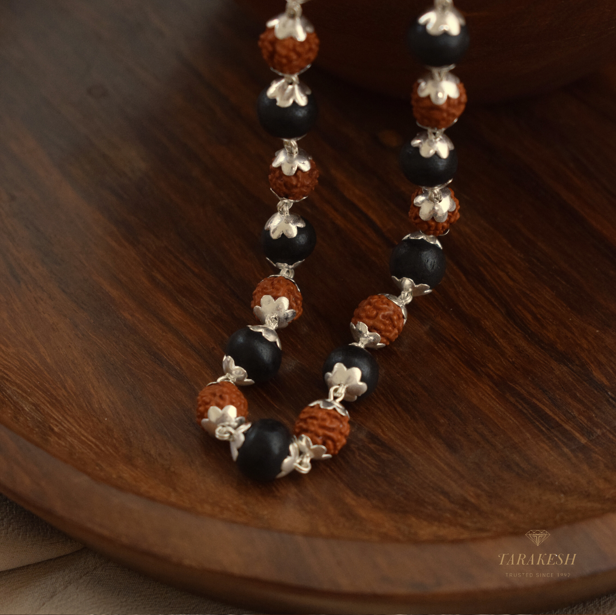 Rudraksha Karungali Pure Silver Chain