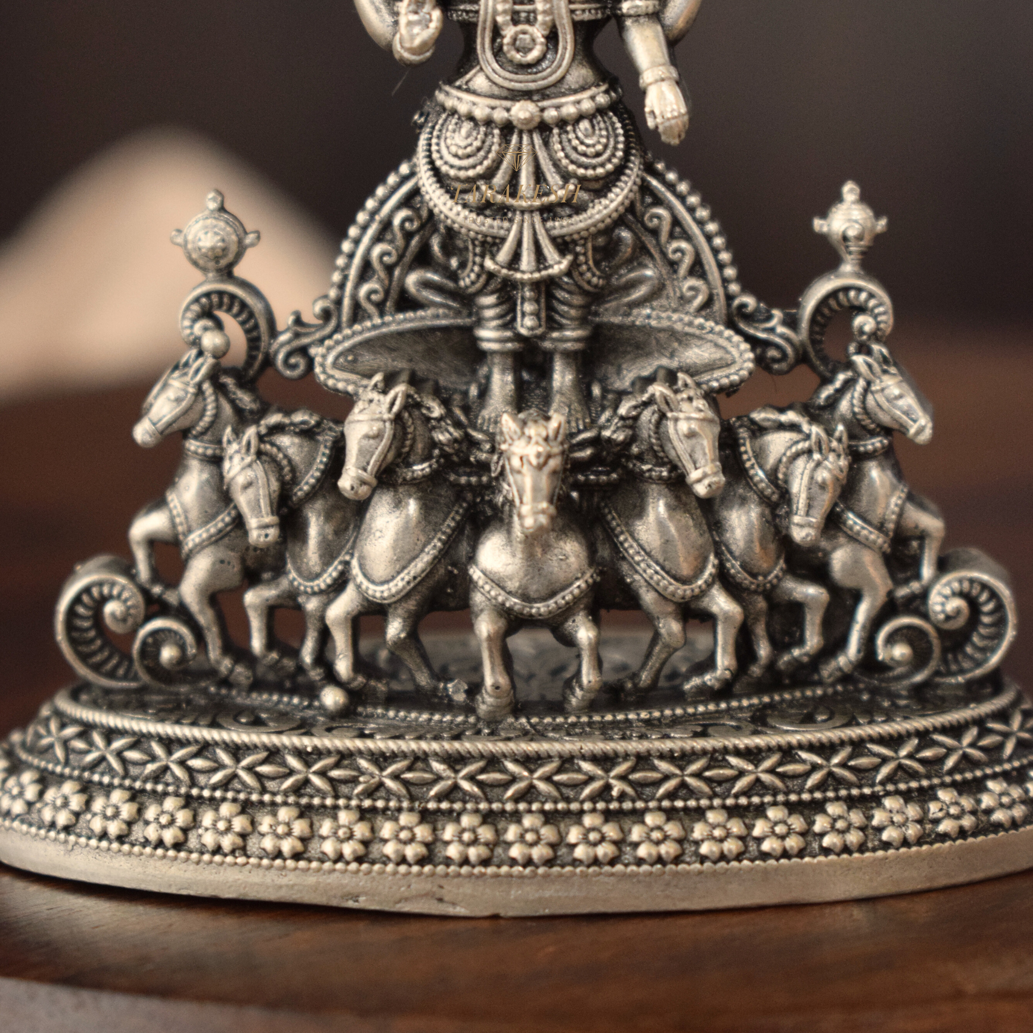 Pure Silver Surya Narayan Idol: 7 Horse Edition