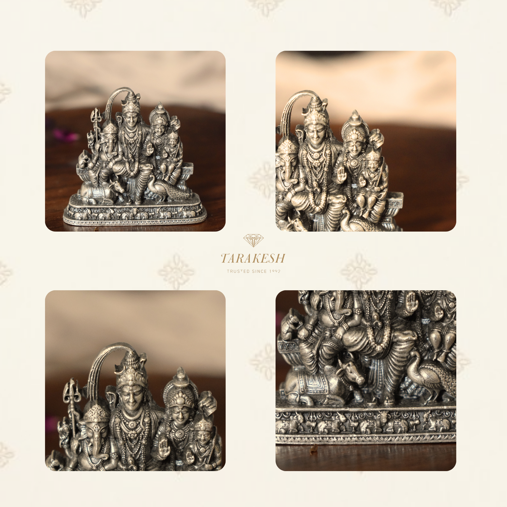 Shiva Pure Silver Idol: Shiva Family Edition
