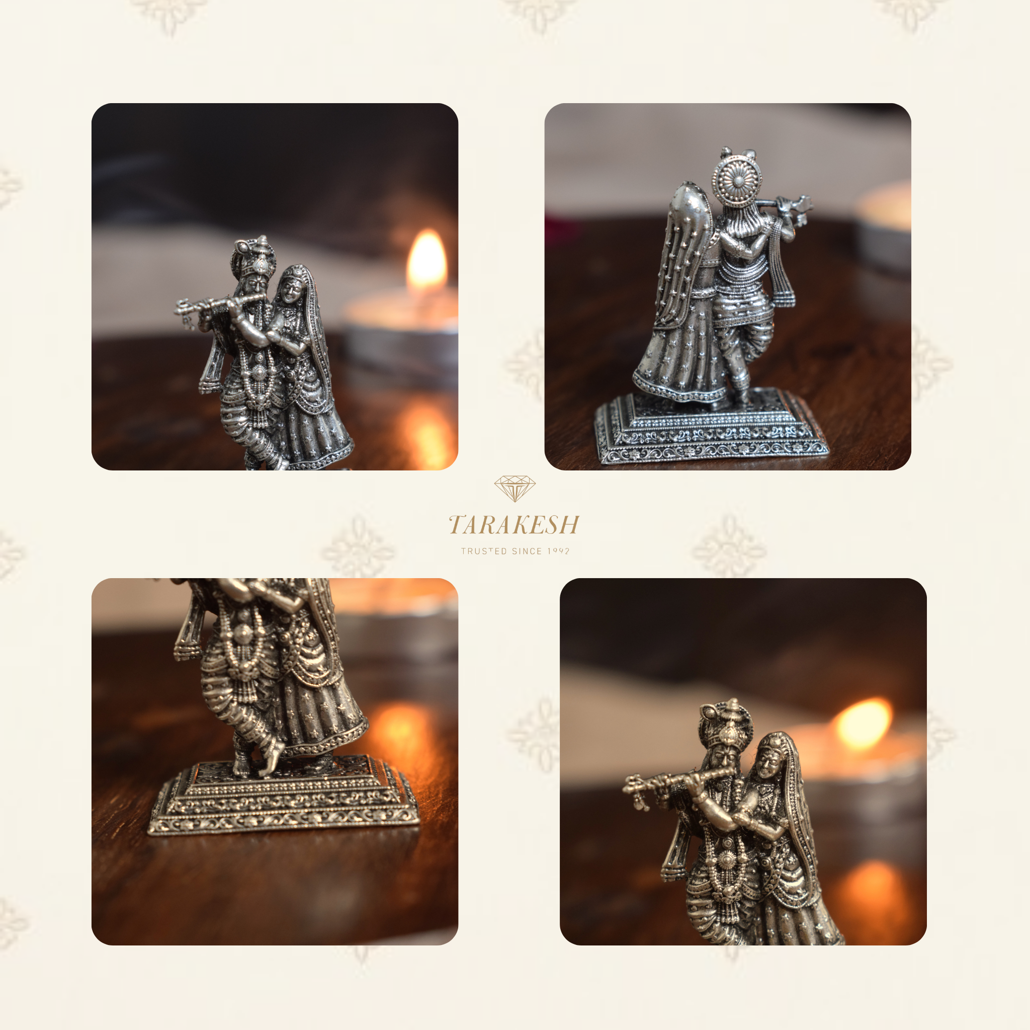 Radhe Krishna Pure Silver Idol: Vrindavan Edition