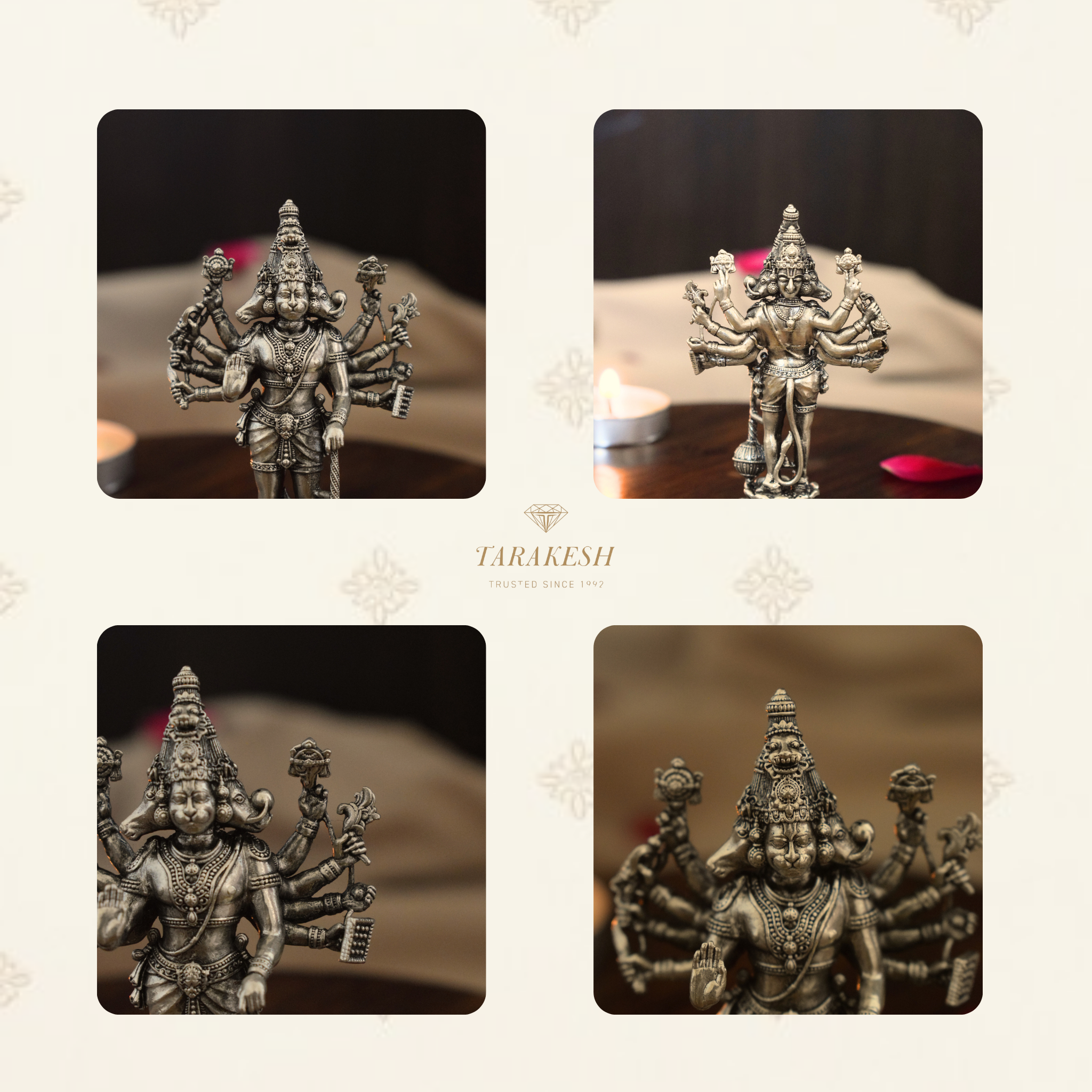 Hanuman Pure Silver Idol: Panch Mukhi Edition