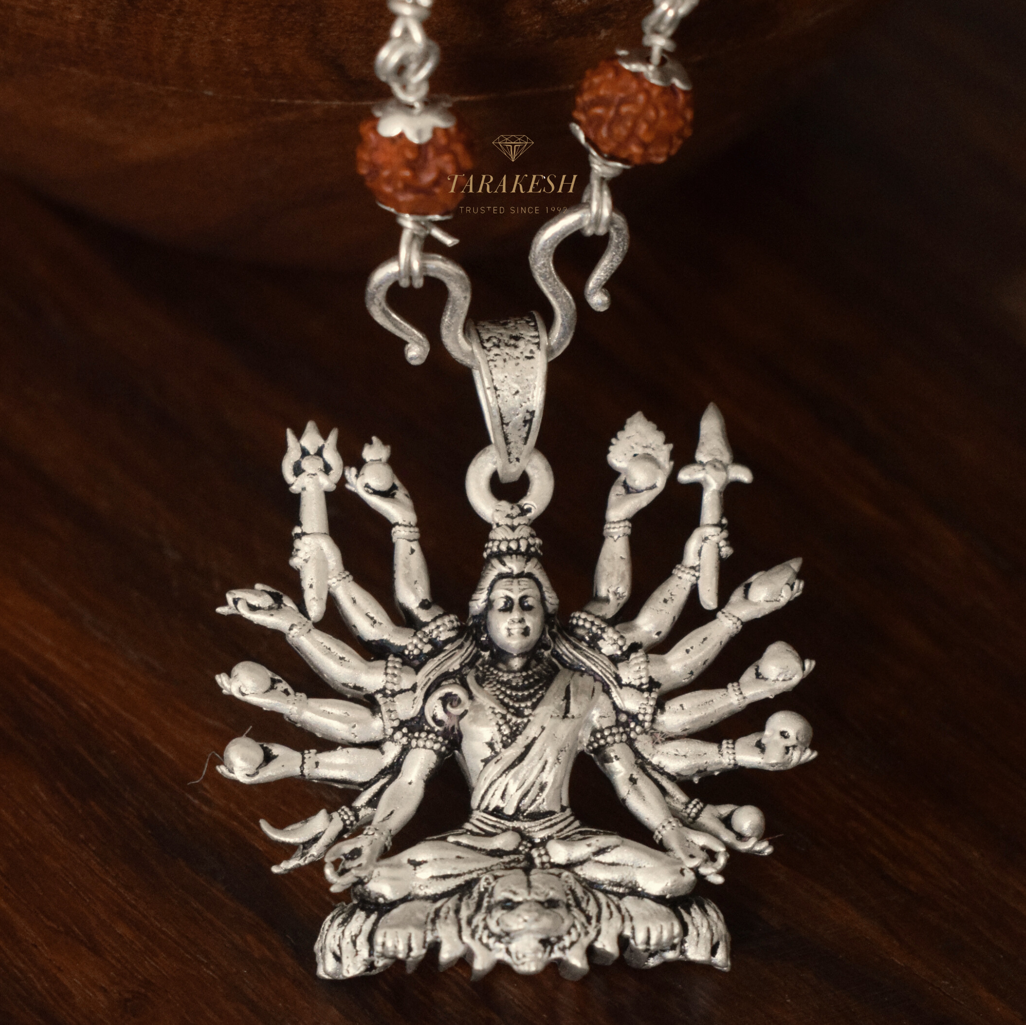 Sitted Shiva Embrace Silver Pendant