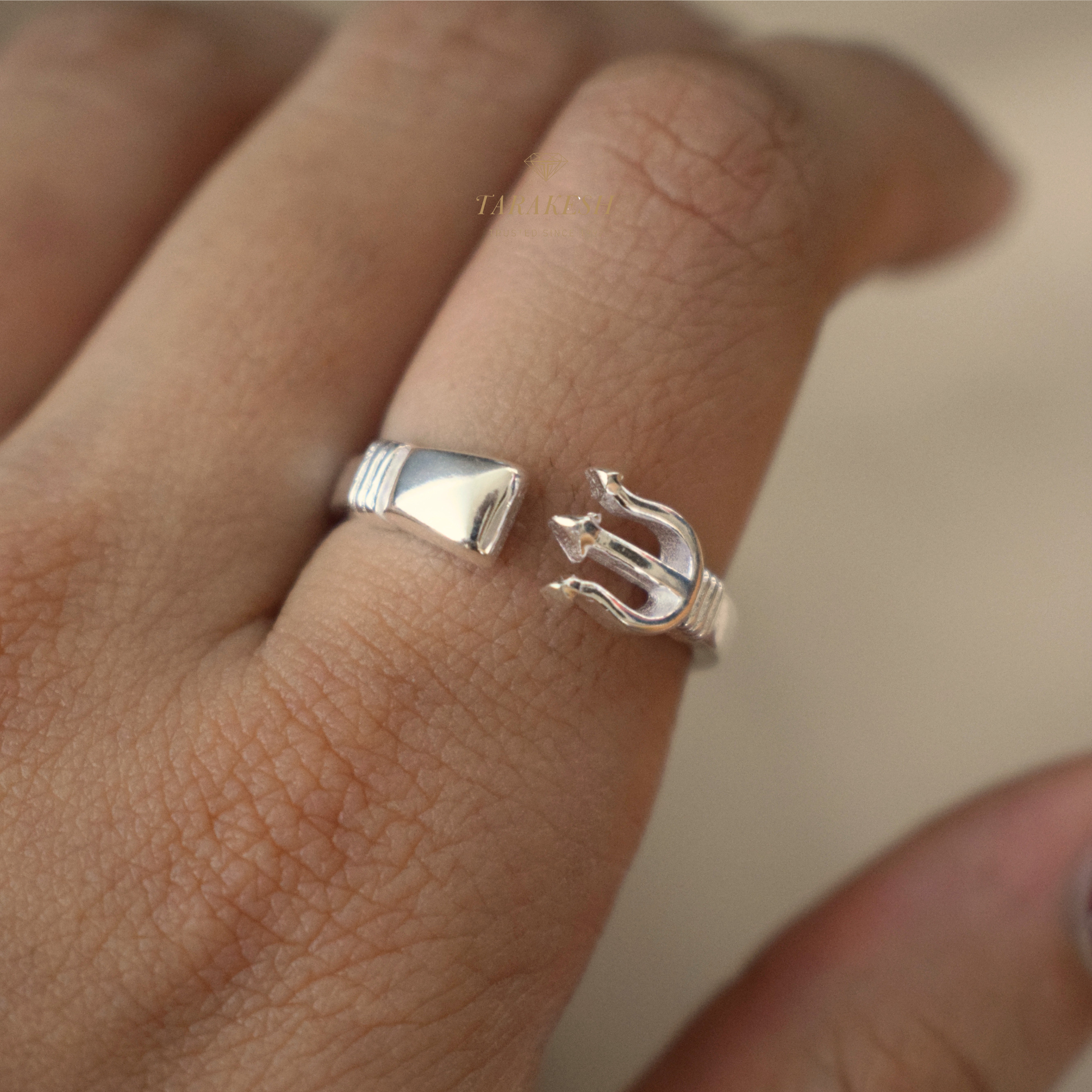 Shiva Pure Silver Ring: Trishul Edition