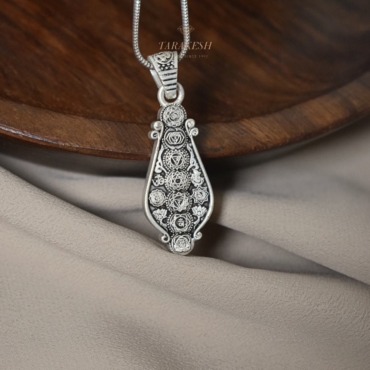 Seven Chakra Silver Pendant: Yoga Edition