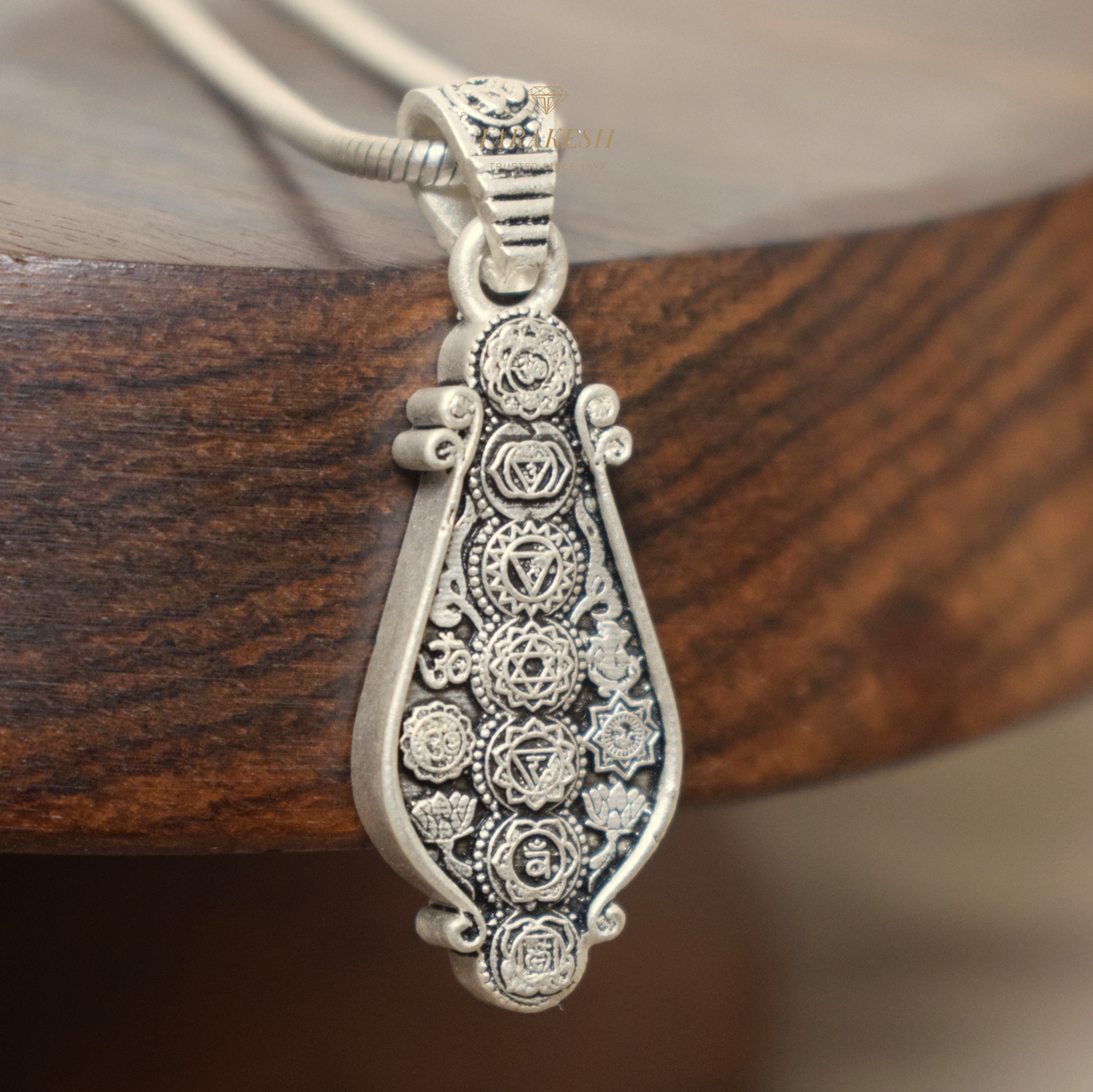 Seven Chakra Silver Pendant: Yoga Edition