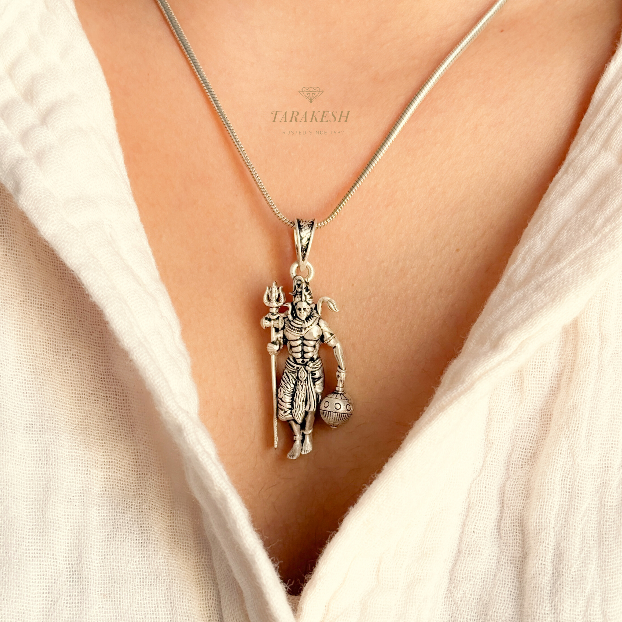 Shiva-Hanuman Pure Silver Pendant: Rudra-Anjaneya Edition