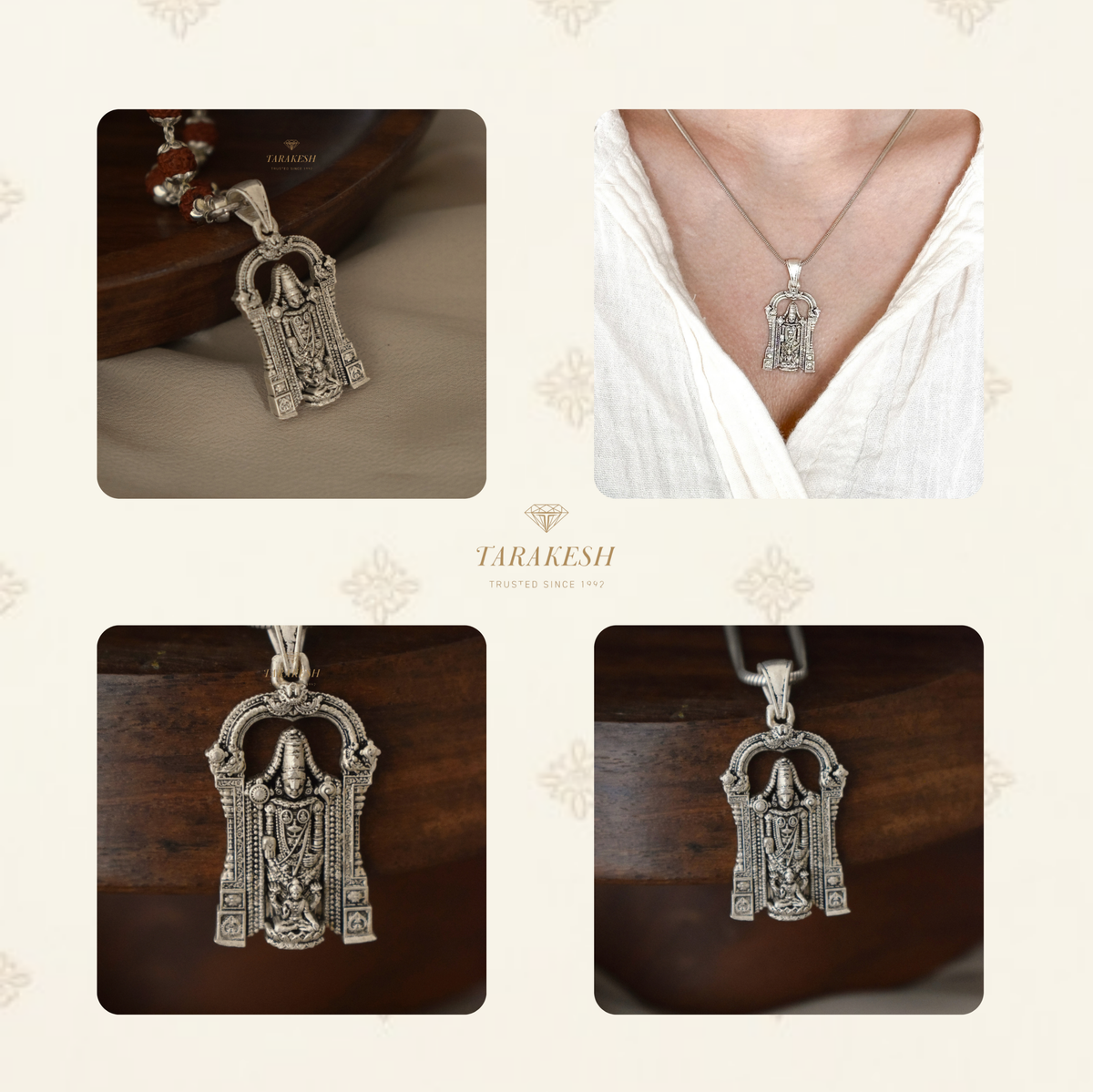 Tirumala Pure Silver Pendant: Laxmi Narayana Edition
