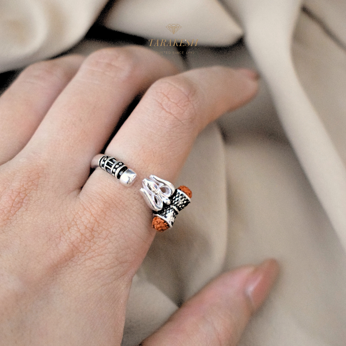 Shiva Pure Silver Ring: Rudraksha Edition