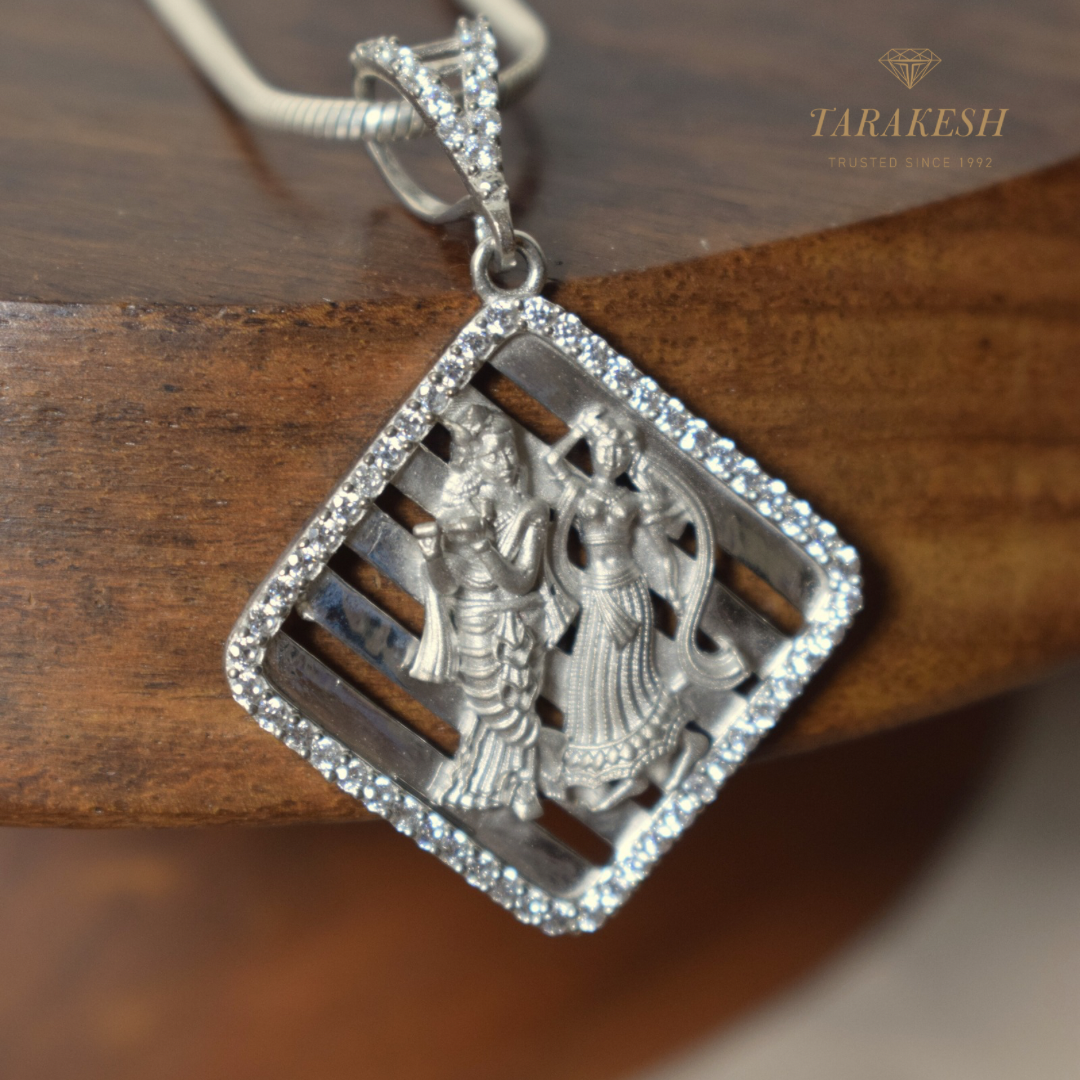 Krishna Pure Silver Pendant: Radhe-Krishna Edition