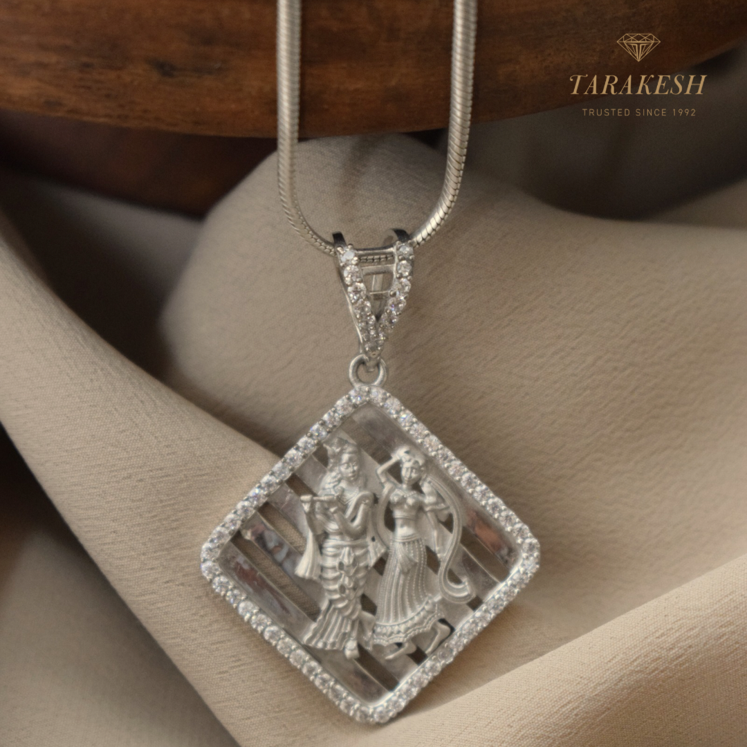 Krishna Pure Silver Pendant: Radhe-Krishna Edition