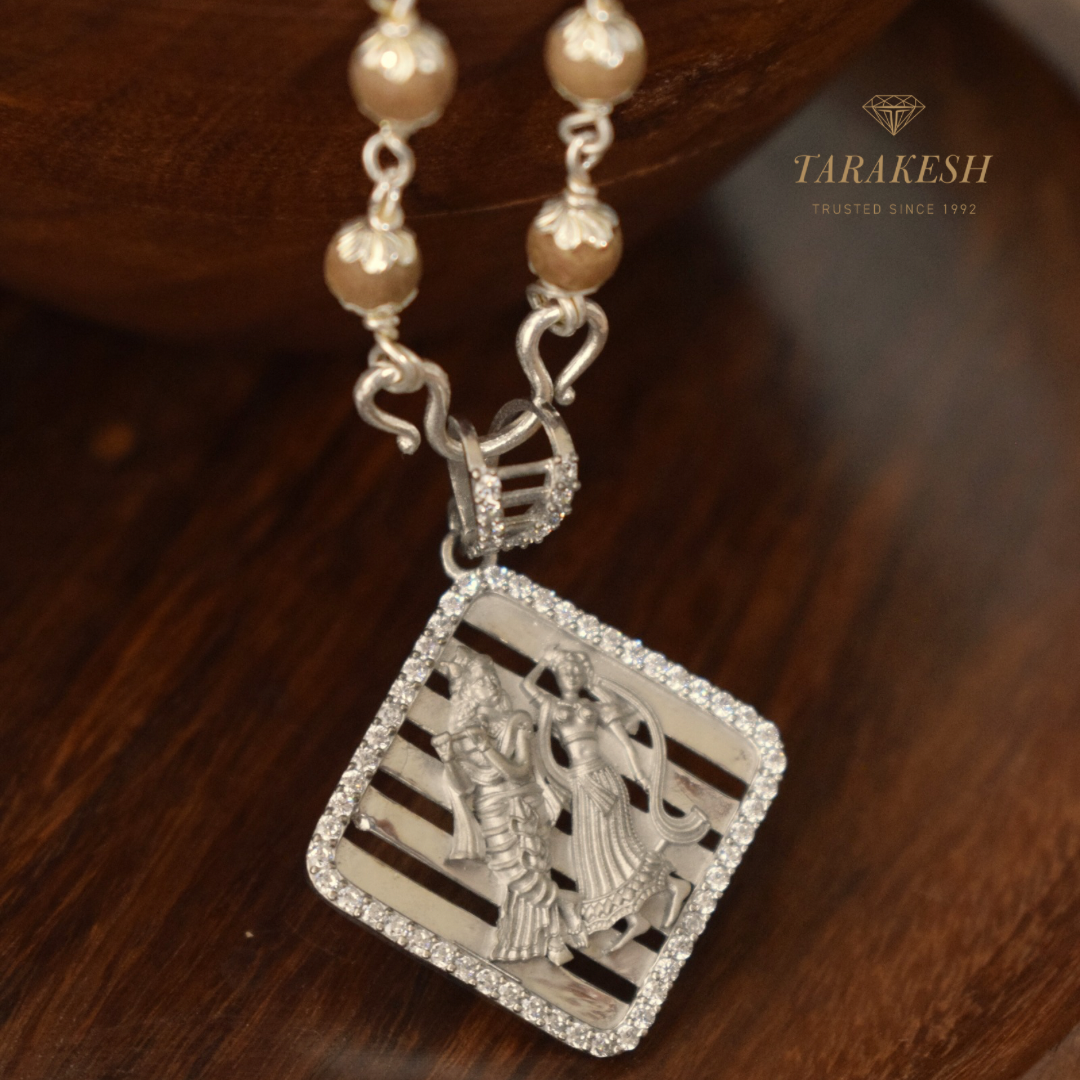 Krishna Pure Silver Pendant: Radhe-Krishna Edition