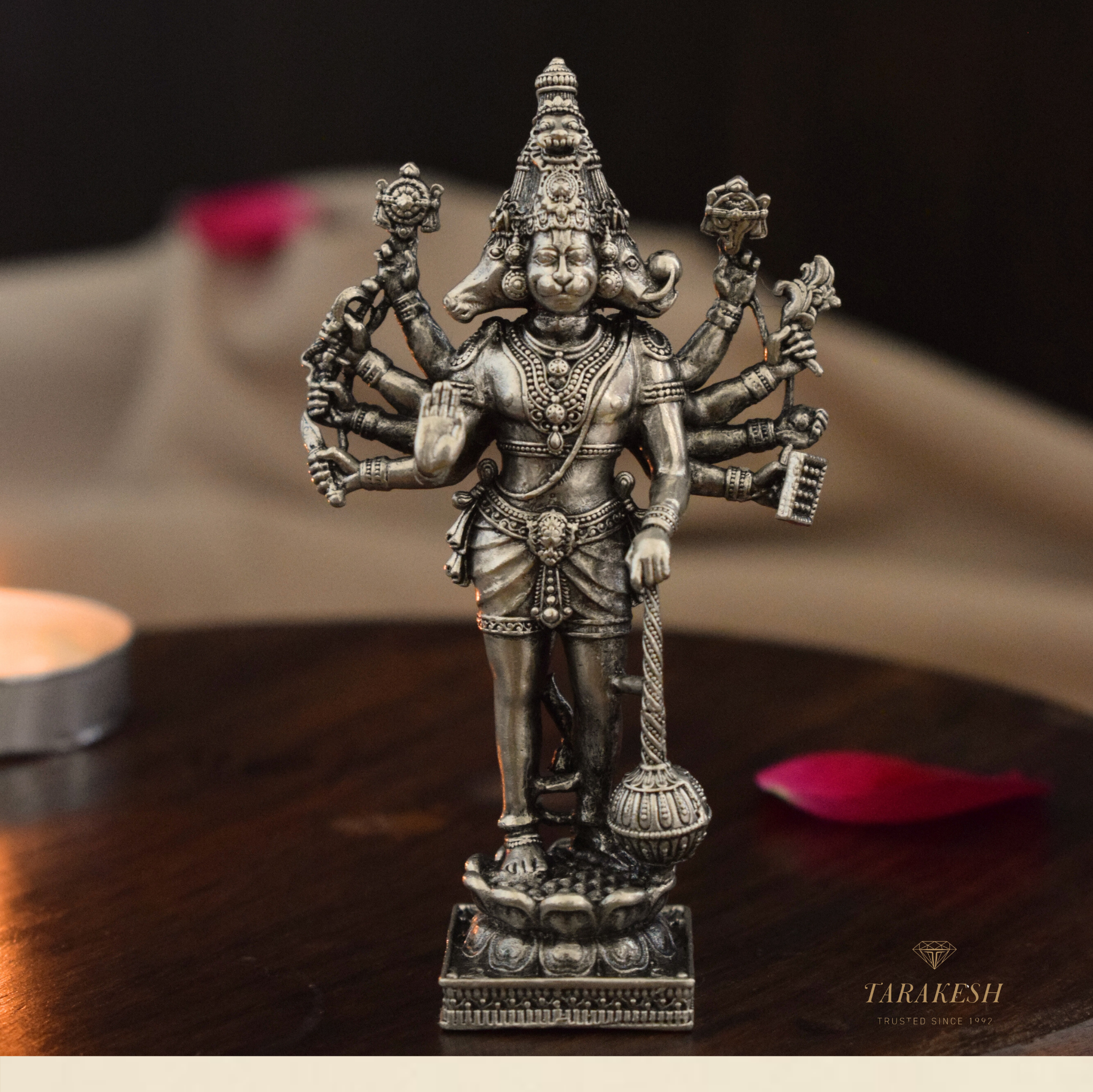Hanuman Pure Silver Idol: Panch Mukhi Edition